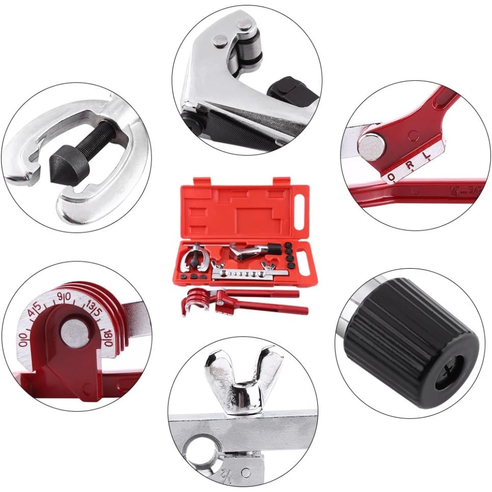 45° cauruļu uzliesmošanas un locīšanas komplekts vara, nerūsējošam tēraudam un alumīnijam