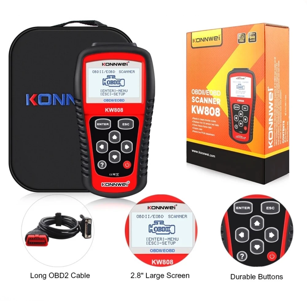 Konnwei KW808 OBD2 skeneris profesionālai auto diagnostikai