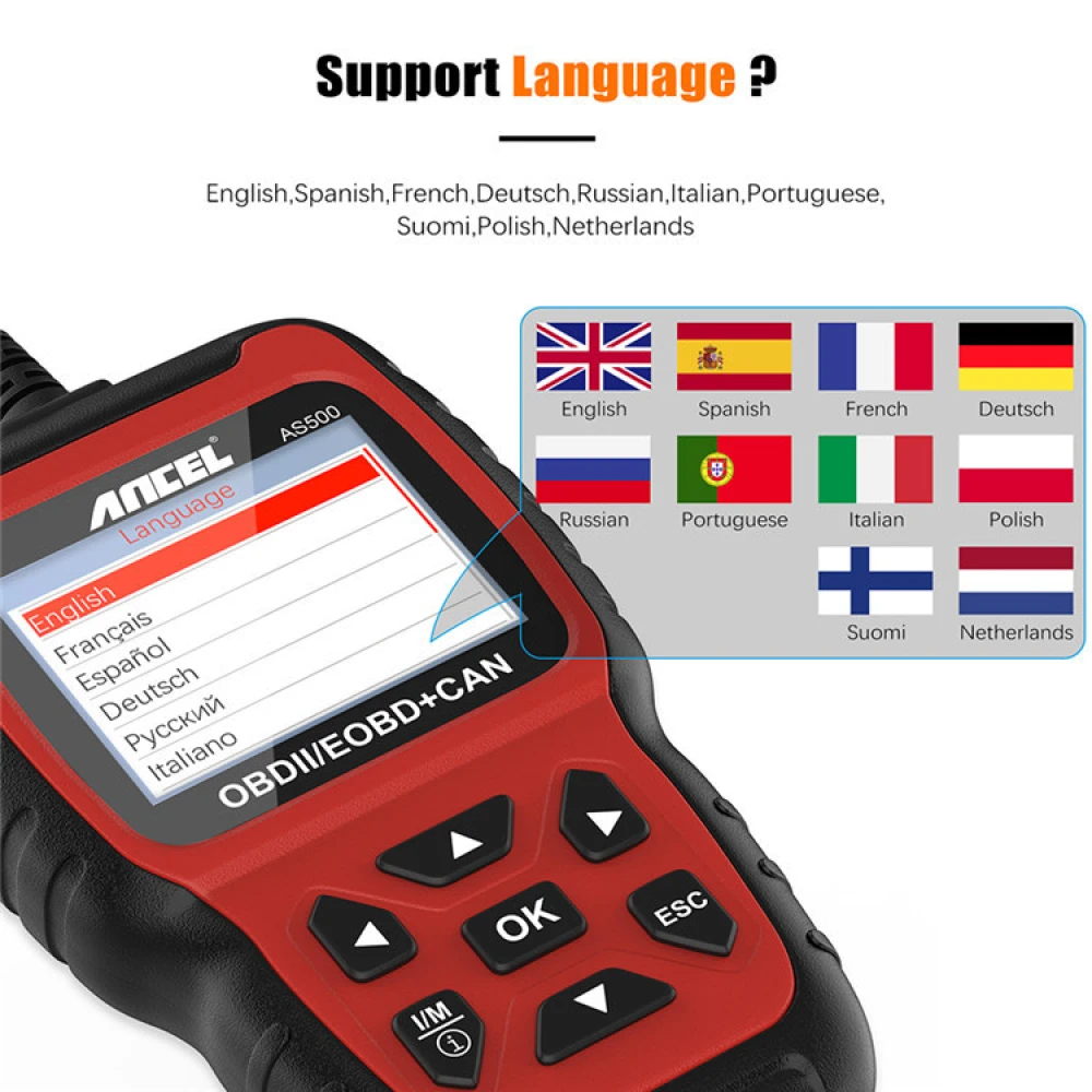 Ancel AS500 OBD2 skeneris auto diagnostikai