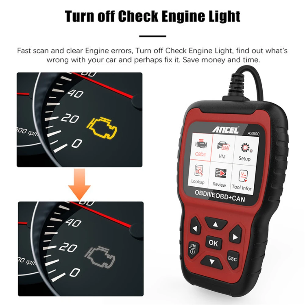 Ancel AS500 OBD2 skeneris auto diagnostikai