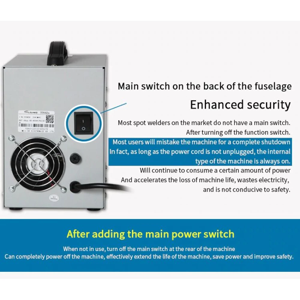 Sunkko 709AD+ punktmetināšanas iekārta 220V ar lodāmuru 18650 akumulatoriem