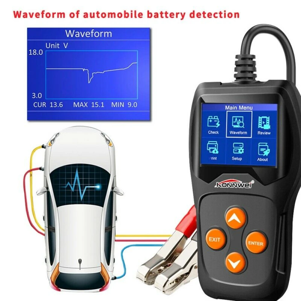 Konnwei KW600 12V akumulatora testeris auto un moto