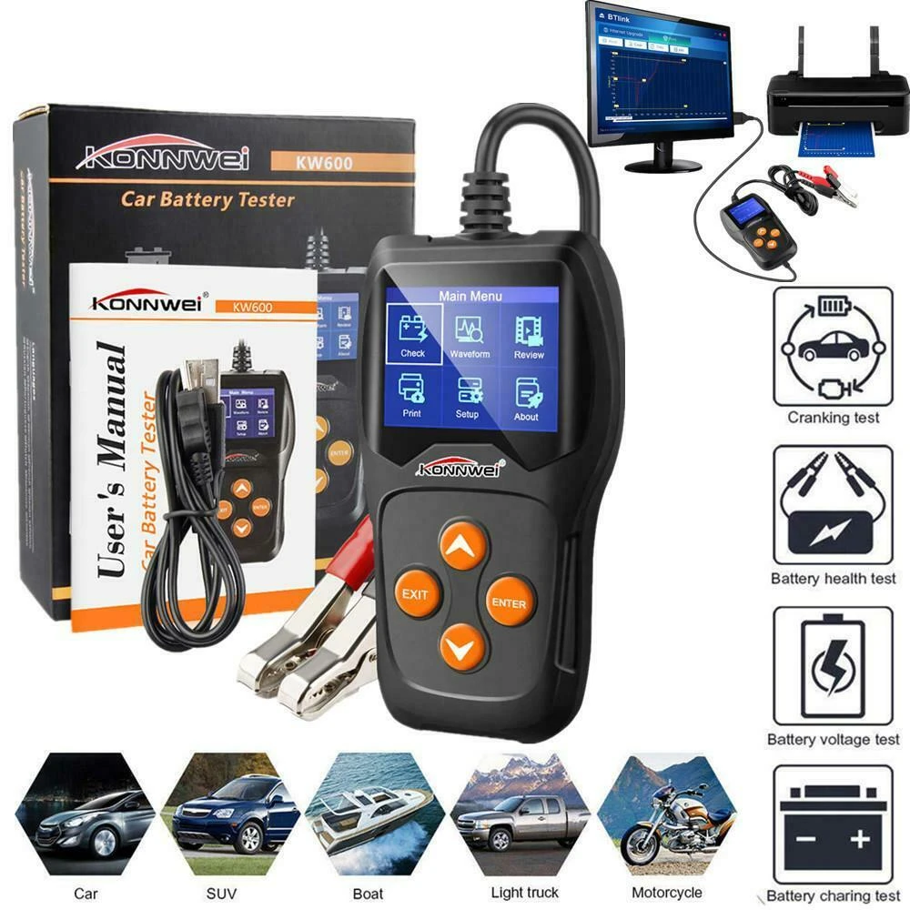 Konnwei KW600 12V akumulatora testeris auto un moto