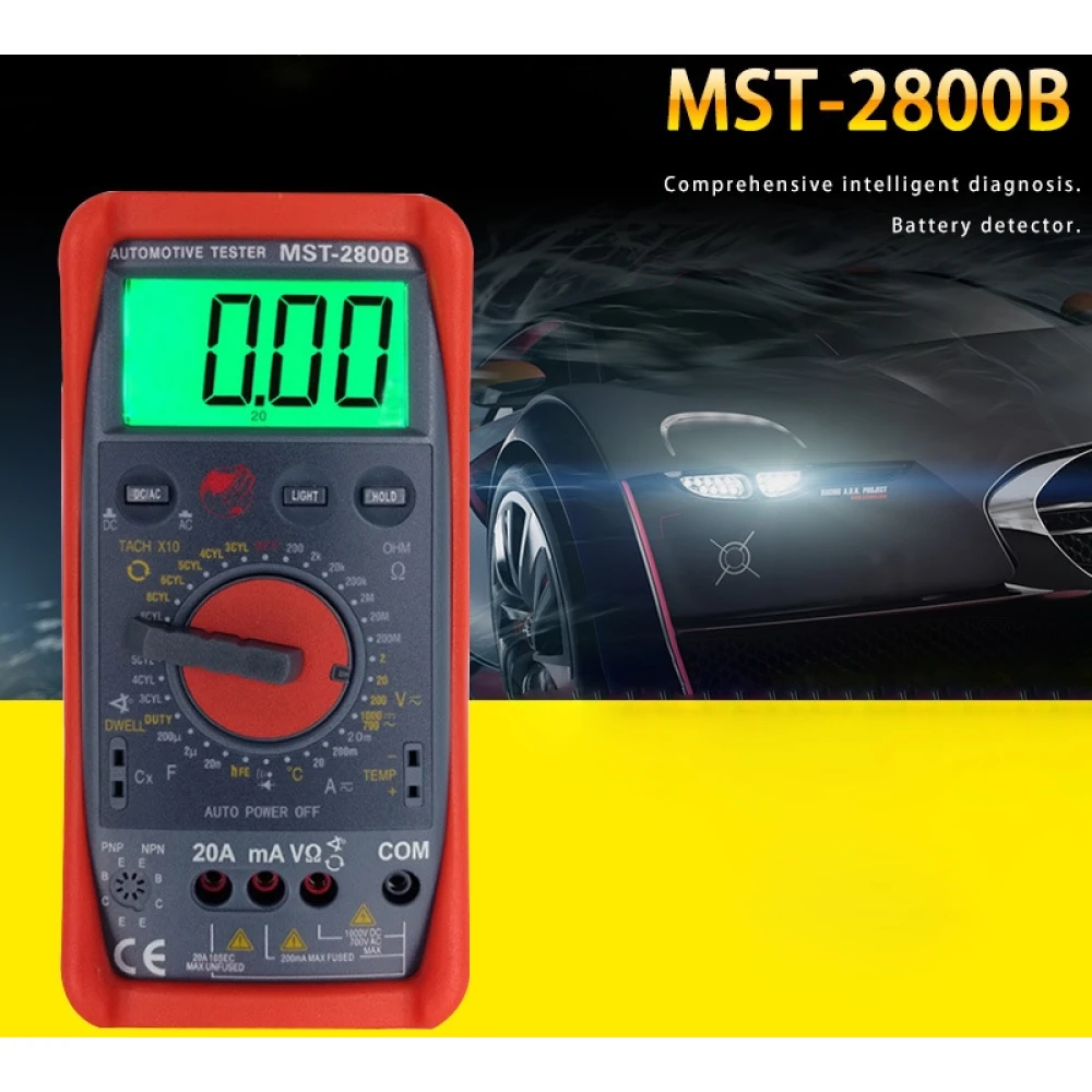 MST-2800B digitālais multimetrs ar lielu LCD ekrānu autoelektrikai