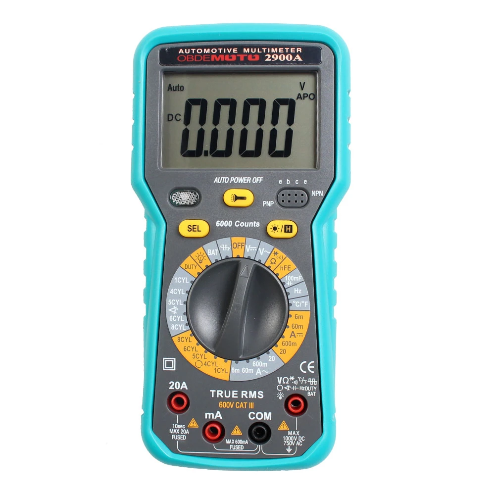 OBDEMOTO 2900A digitālais auto multimetrs ar temperatūras un apgriezienu mērītāju