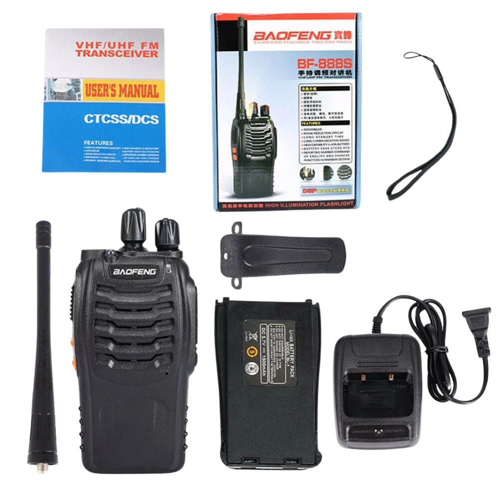 2 gab. Baofeng BF-888S UHF rāciju komplekts ar austiņu