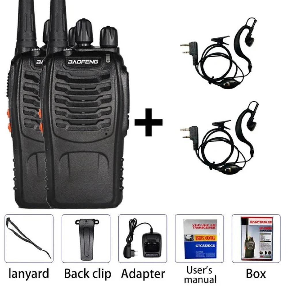 2 gab. Baofeng BF-888S UHF rāciju komplekts ar austiņu