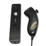 Wii Remote pults komplekts ar iebūvētu Motion Plus un saderīgu melnu Nunchuck