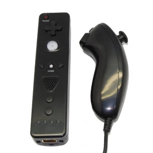 Wii Remote pults komplekts ar iebūvētu Motion Plus un saderīgu melnu Nunchuck