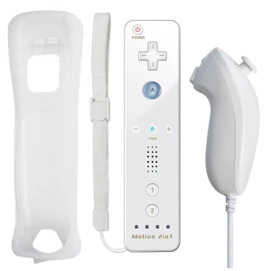 Wii Remote pults komplekts ar iebūvētu Wiimotionplus + saderīgs Wii Nunchuck balts