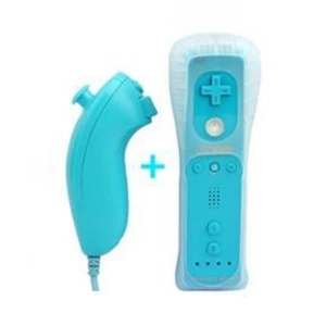 Wii Remote pults komplekts ar iebūvētu Wiimotionplus + saderīgs Wii Nunchuck zils