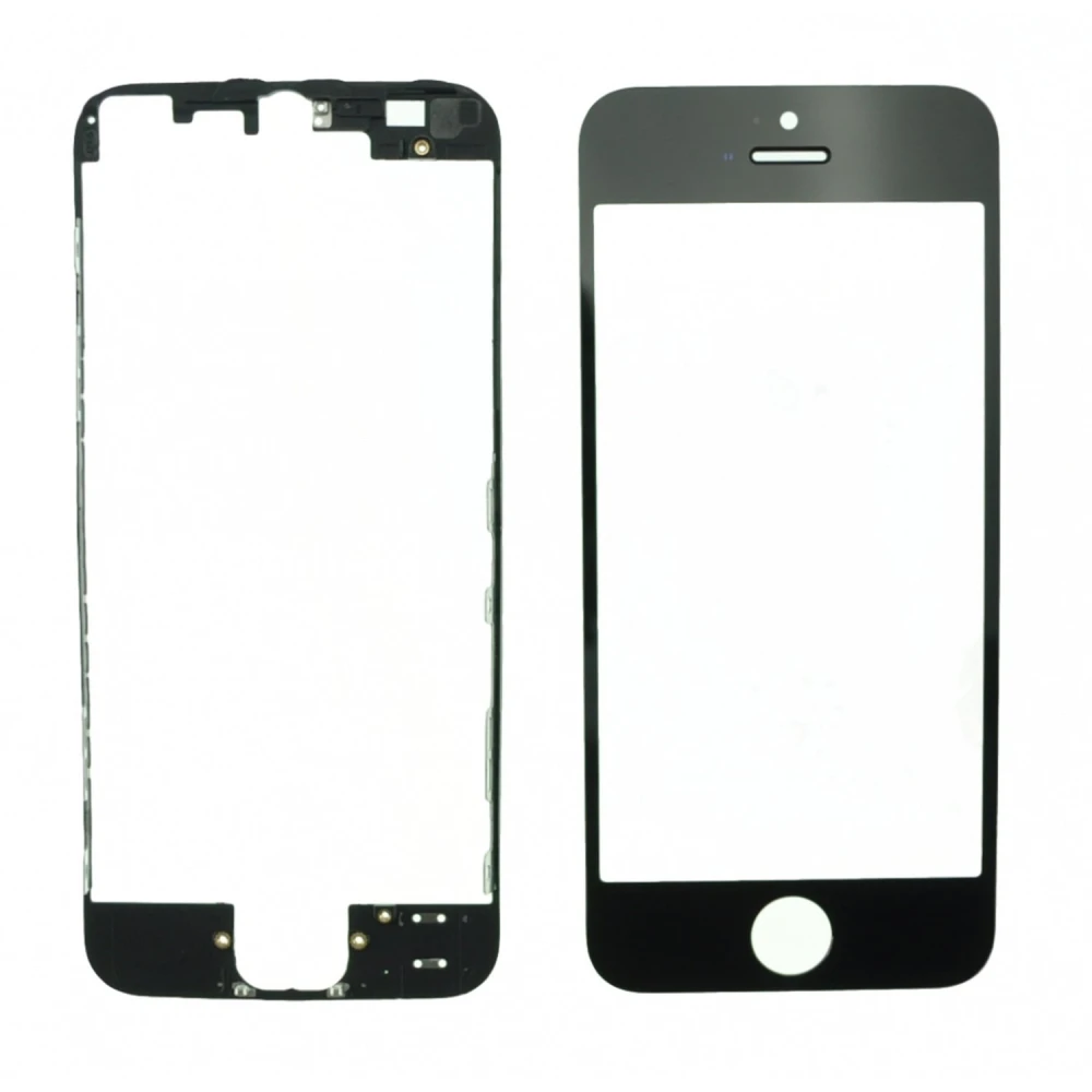 iPhone 5s melns stikla ekrāns ar līmplēves rāmi remontam