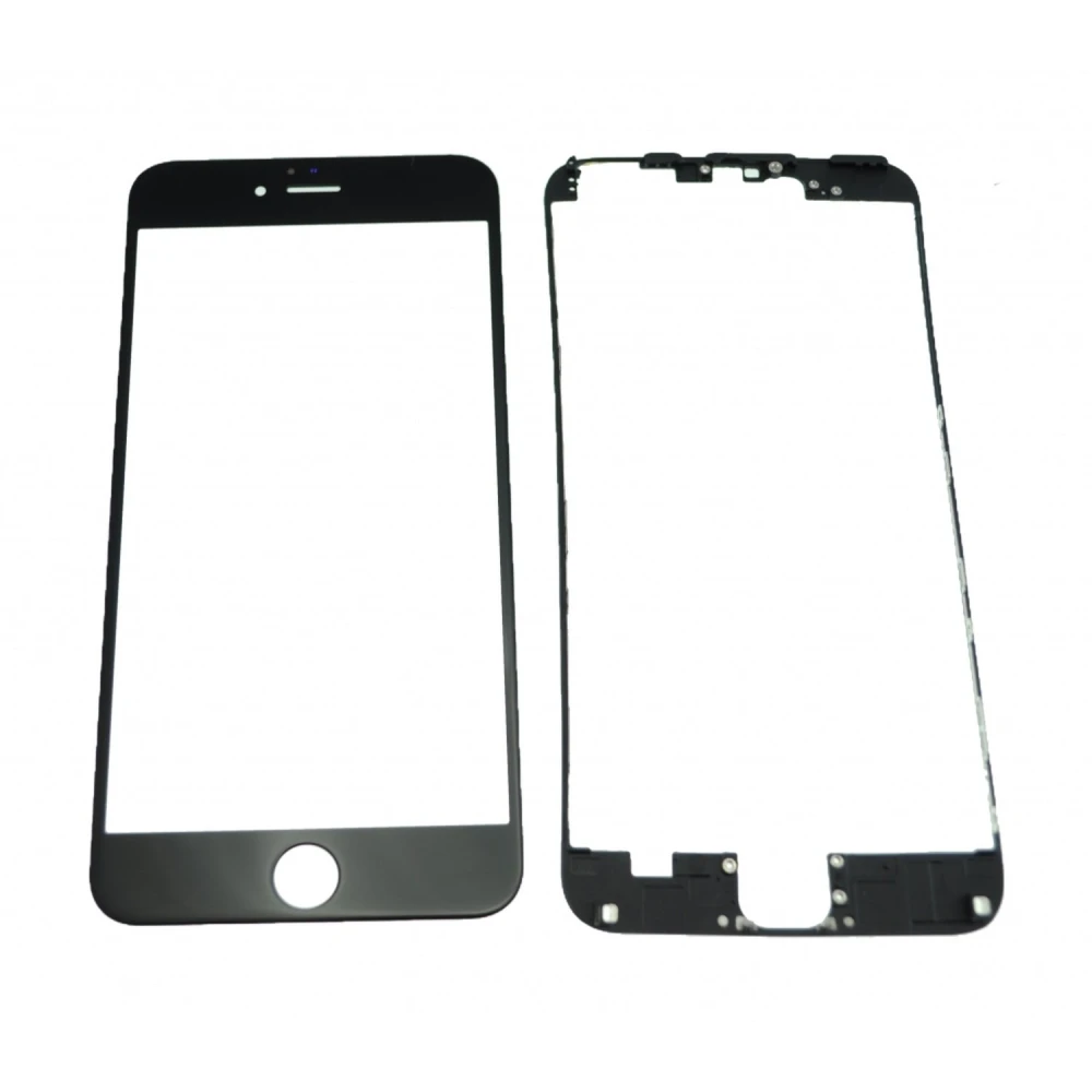 iPhone 6 Plus melns stikla ekrāns + līmējamais rāmis remontam