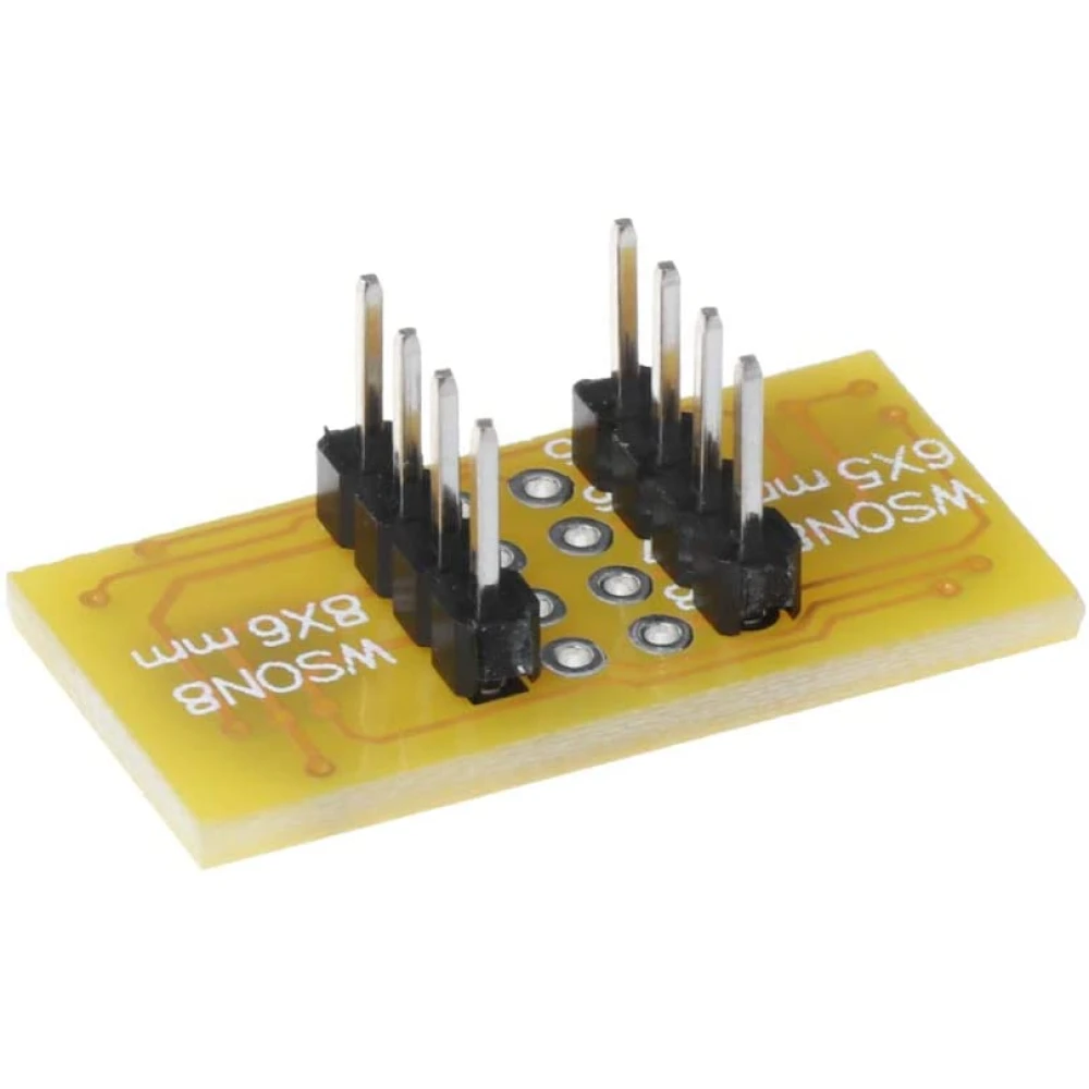 Placa adaptadora WSON8 a DIP8 mostrando dimensiones compactas