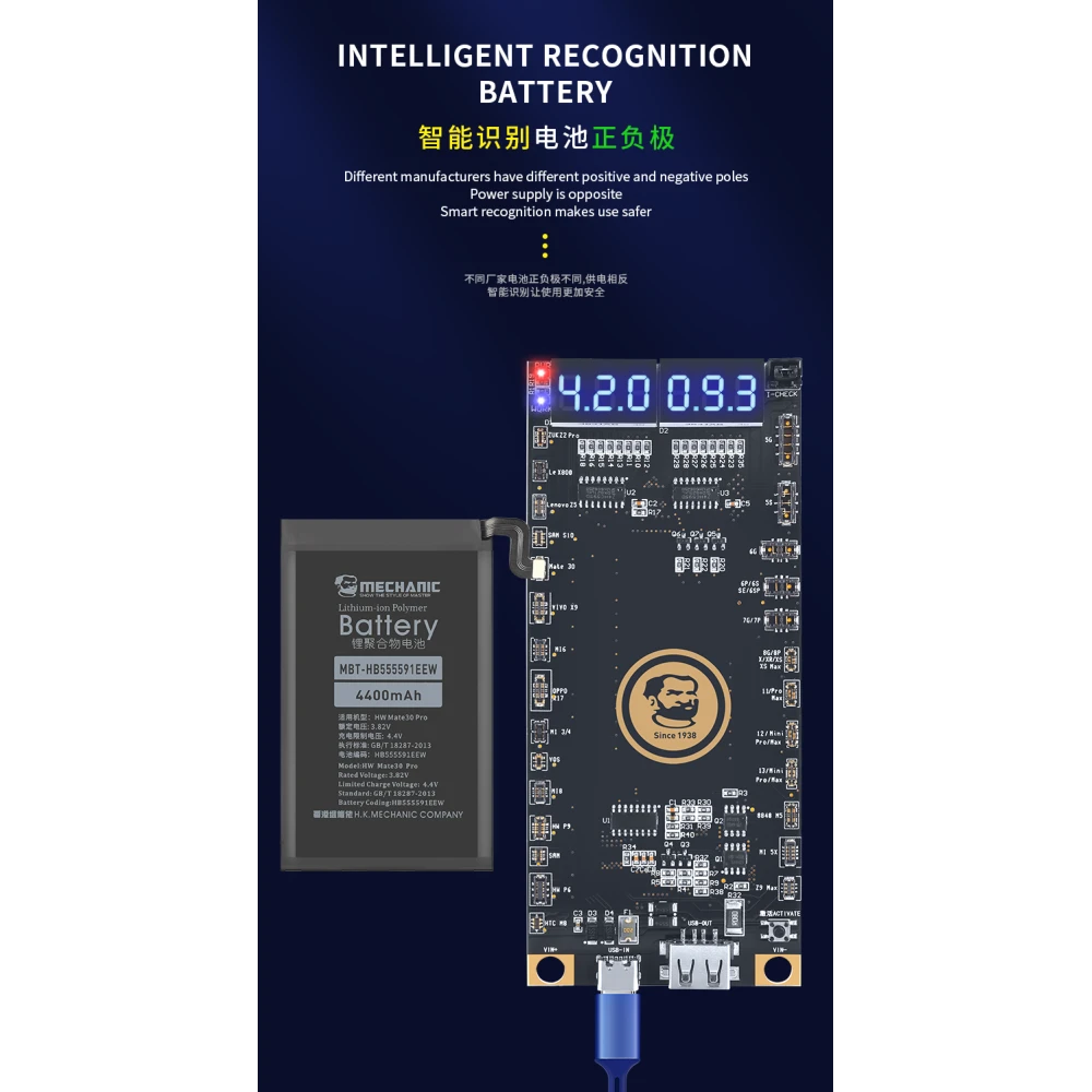 Mechanic BA27 akumulatora aktivācijas plate iPhone un Android