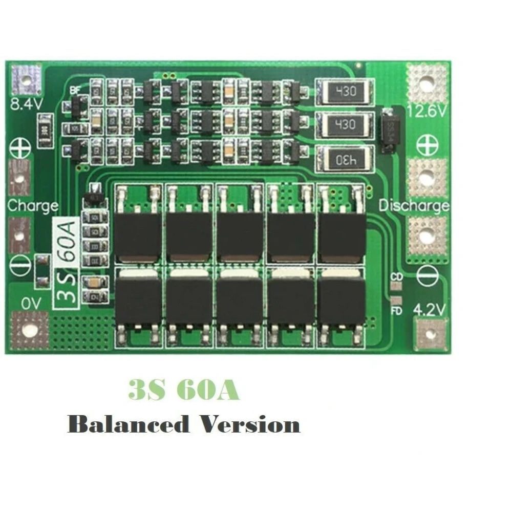 Balansēta PCB aizsardzības plate 3S 60A litija akumulatoram