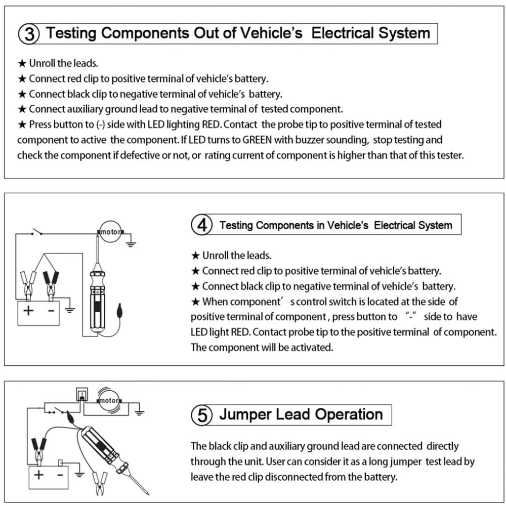 DY18 auto ķēžu testeris 12V un 24V elektriskai diagnostikai