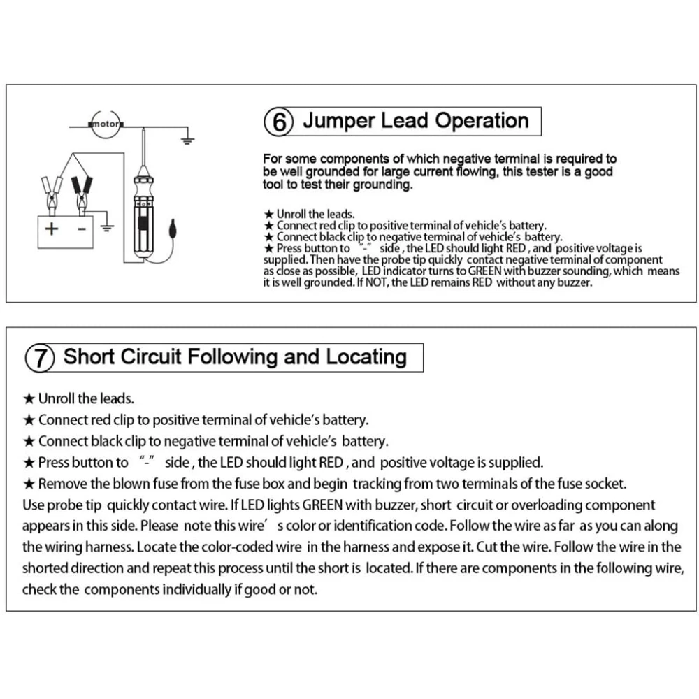 DY18 auto ķēžu testeris 12V un 24V elektriskai diagnostikai