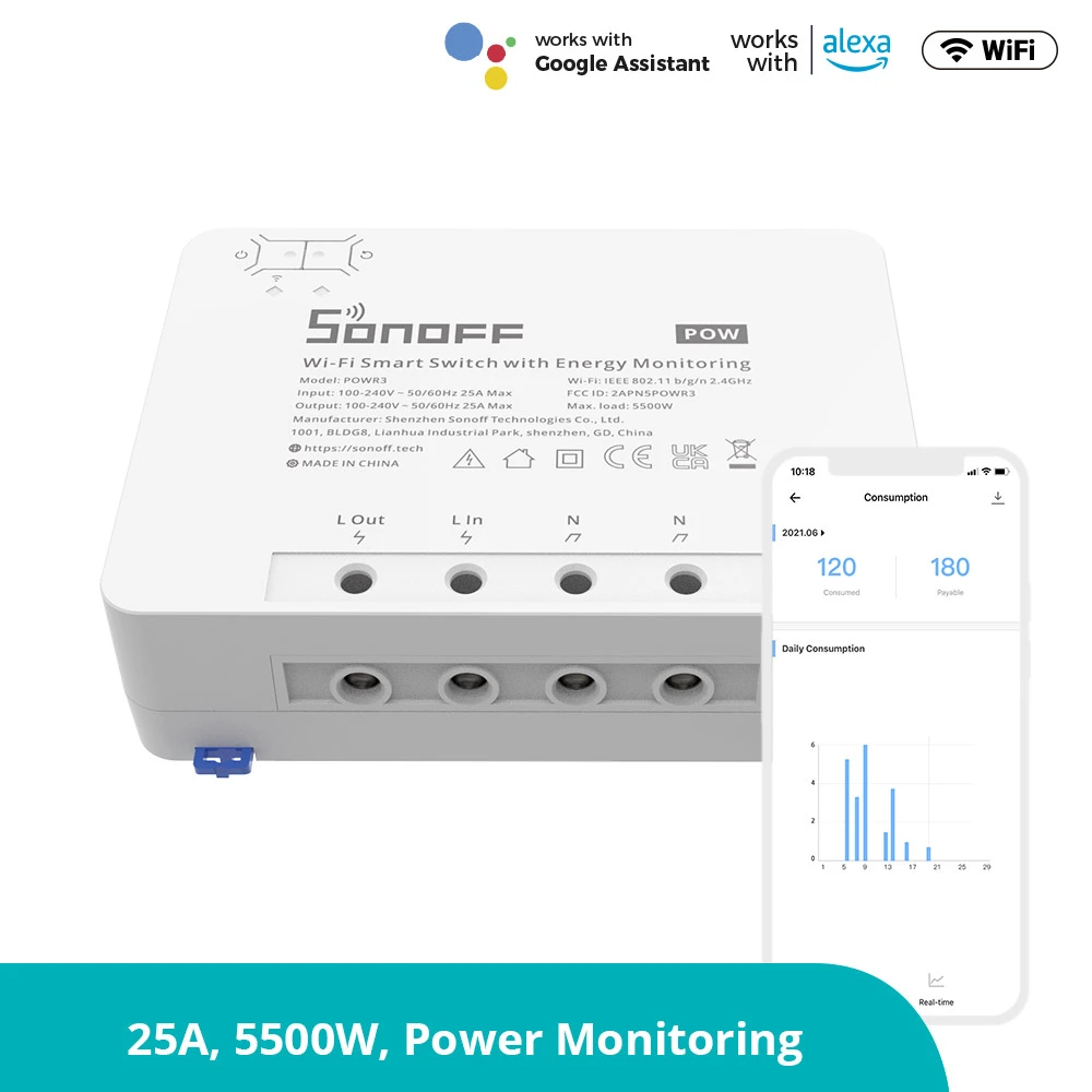 SONOFF Pow R3 - viedais WiFi slēdzis ar jaudas monitoringu