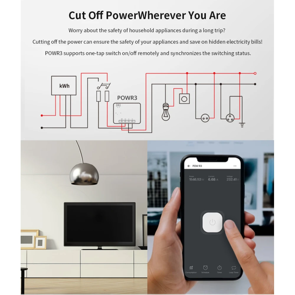 SONOFF Pow R3 - viedais WiFi slēdzis ar jaudas monitoringu