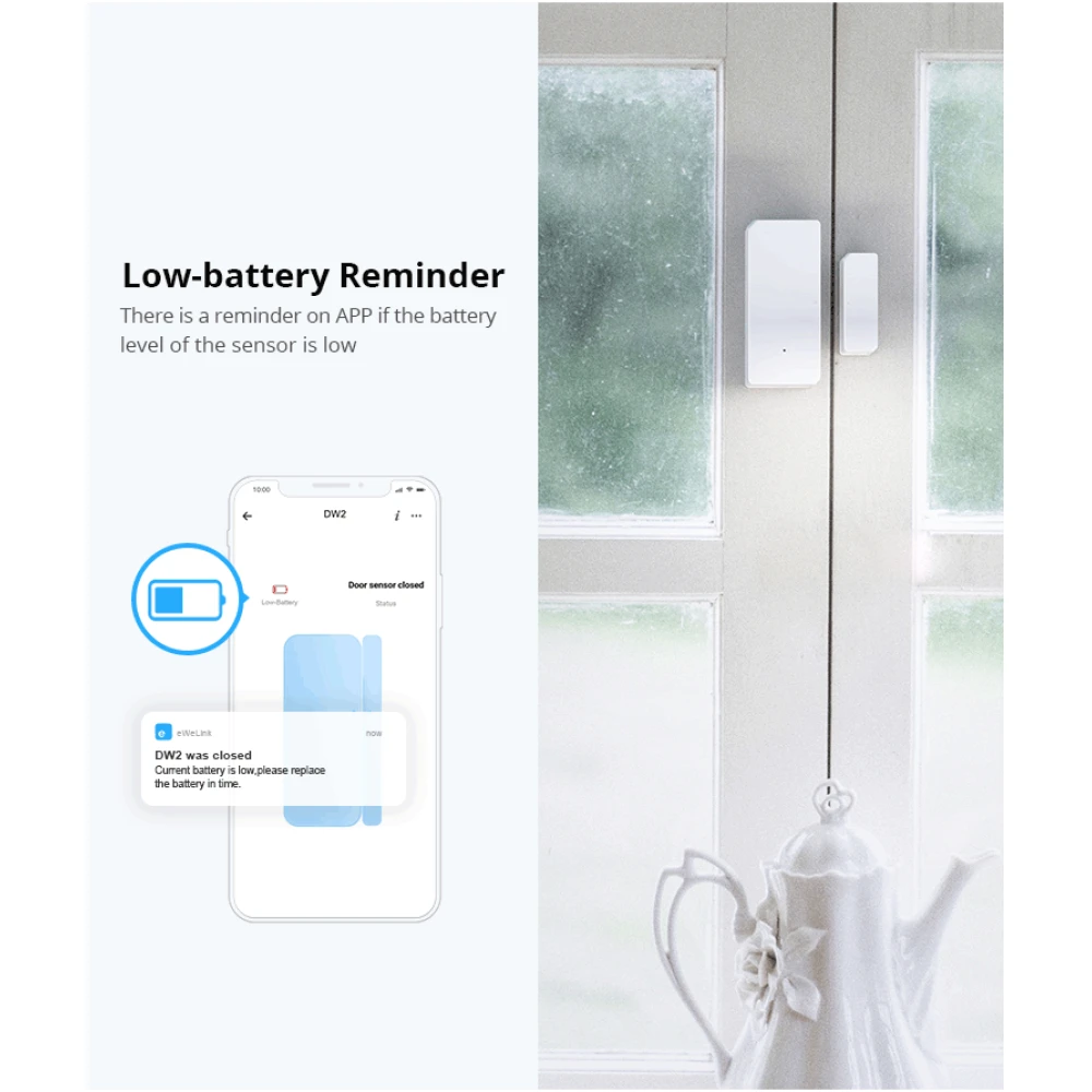 SONOFF SDW2 WiFi bezvadu durvju un logu atvēršanas sensors