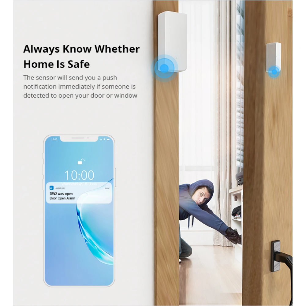 SONOFF SDW2 WiFi bezvadu durvju un logu atvēršanas sensors