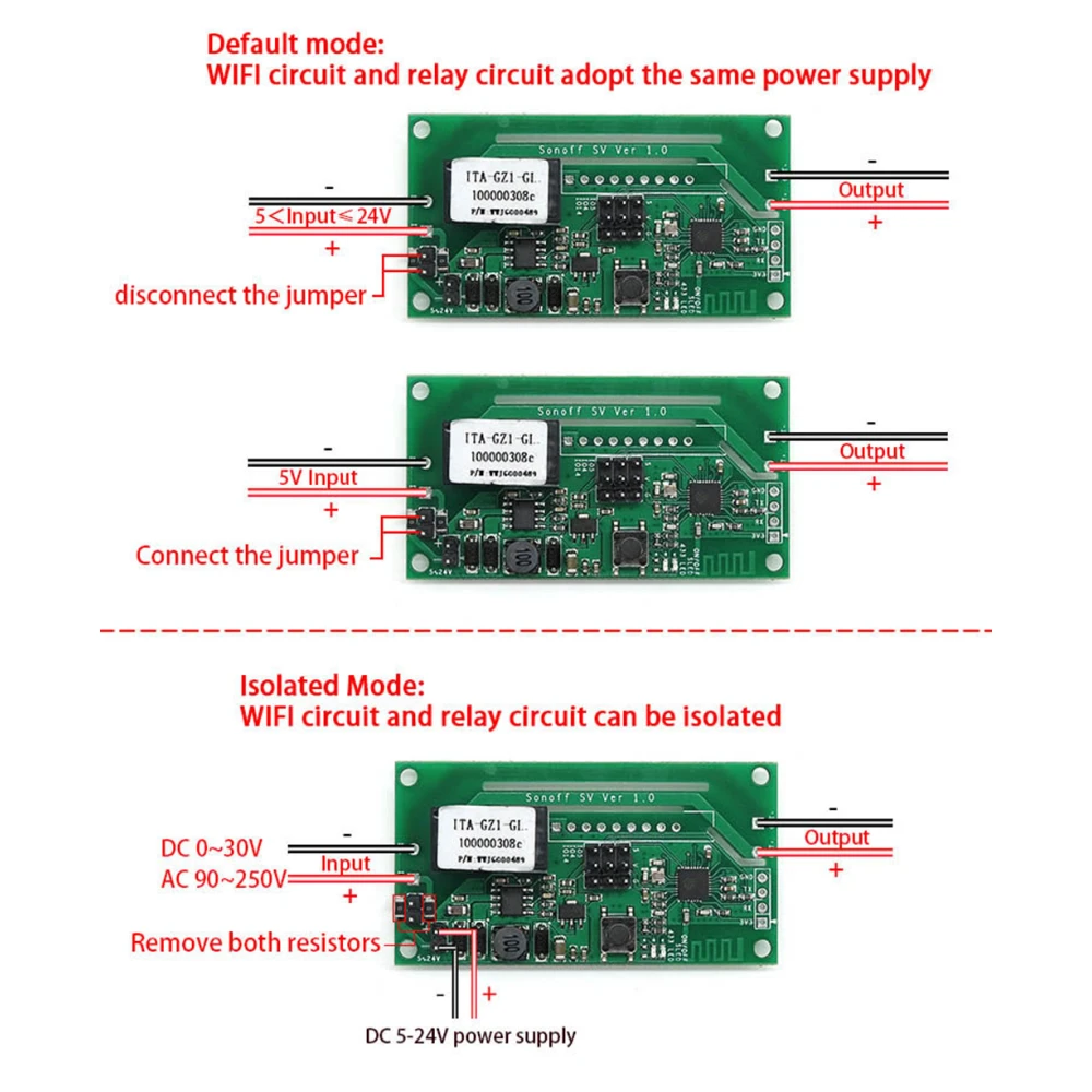 SONOFF SV bezvadu WiFi slēdzis drošam spriegumam mājas automatizācijai