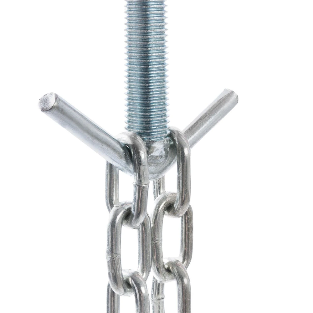 Detalle de las cadenas para fijar motores en soporte elevador 500kg