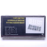 Caja plástica con surtido de racores de engrase hidráulica para prensas engrasadoras