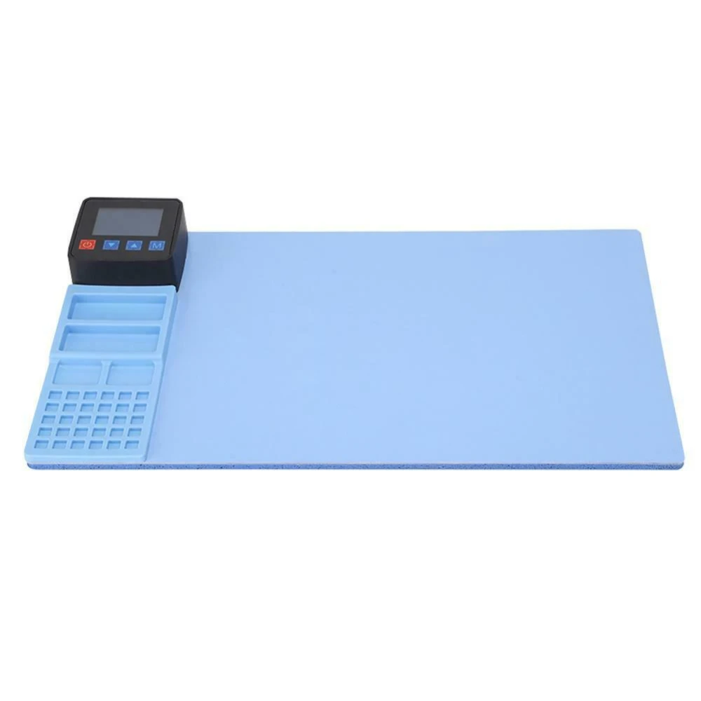 Vista lateral del tapete térmico CPB320 mostrando su grosor y dimensiones compactas