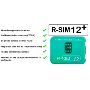 R-SIM 12 atbloķēšanas karte iPhone 5s, 6, 6s, 7, 8 un X