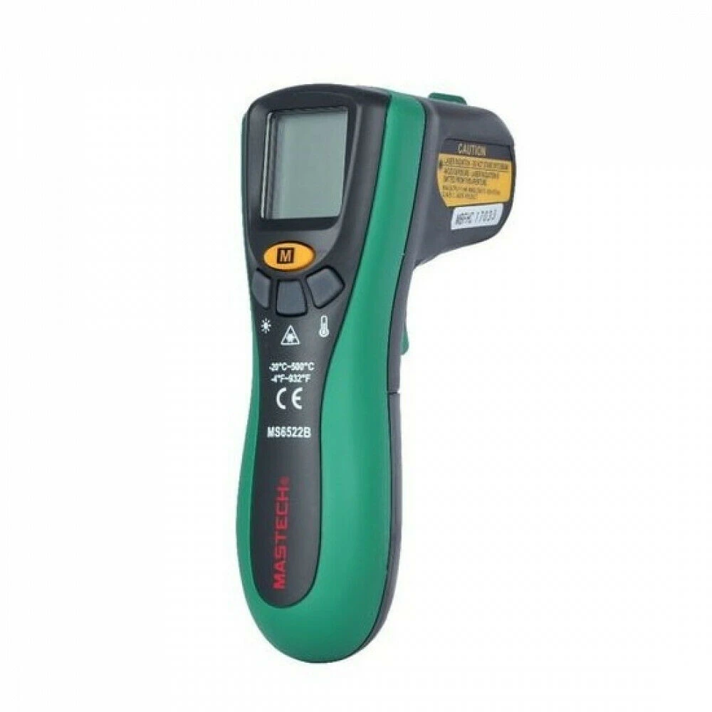 Termometro infrarrojos Mastech MS6522B mostrando valores de temperatura