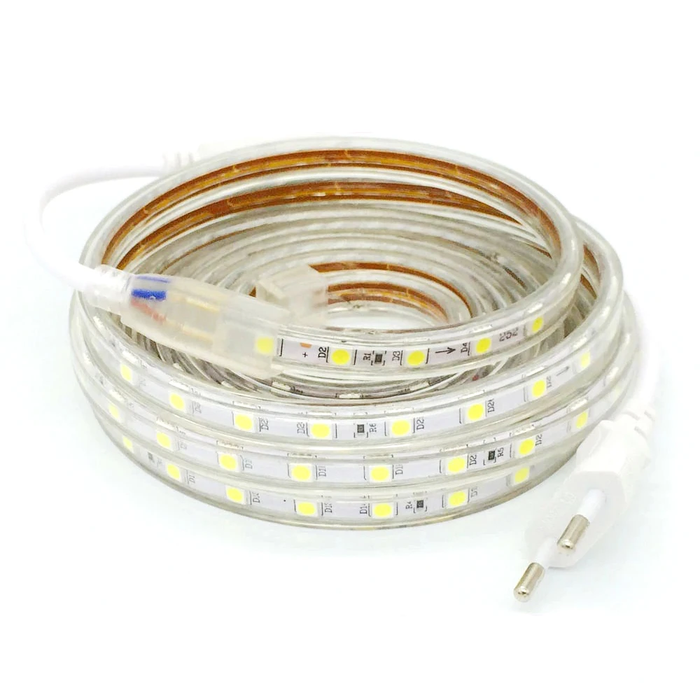 Pēc izmēra LED lente 220V SMD5050 ar 60 LED/m auksti balta 6500k