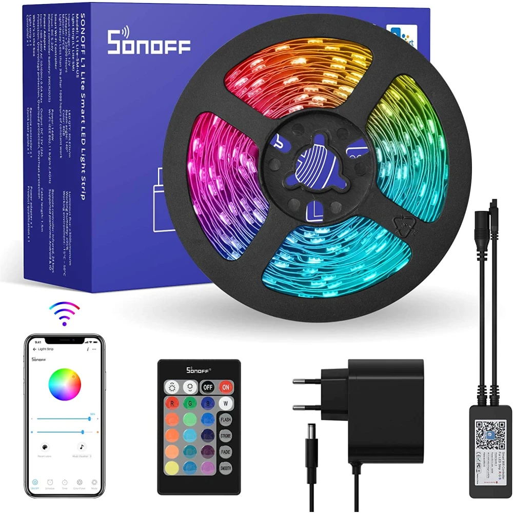 SONOFF L2 Lite WiFi viedā LED lente 5 metri ar pulti un lietotni