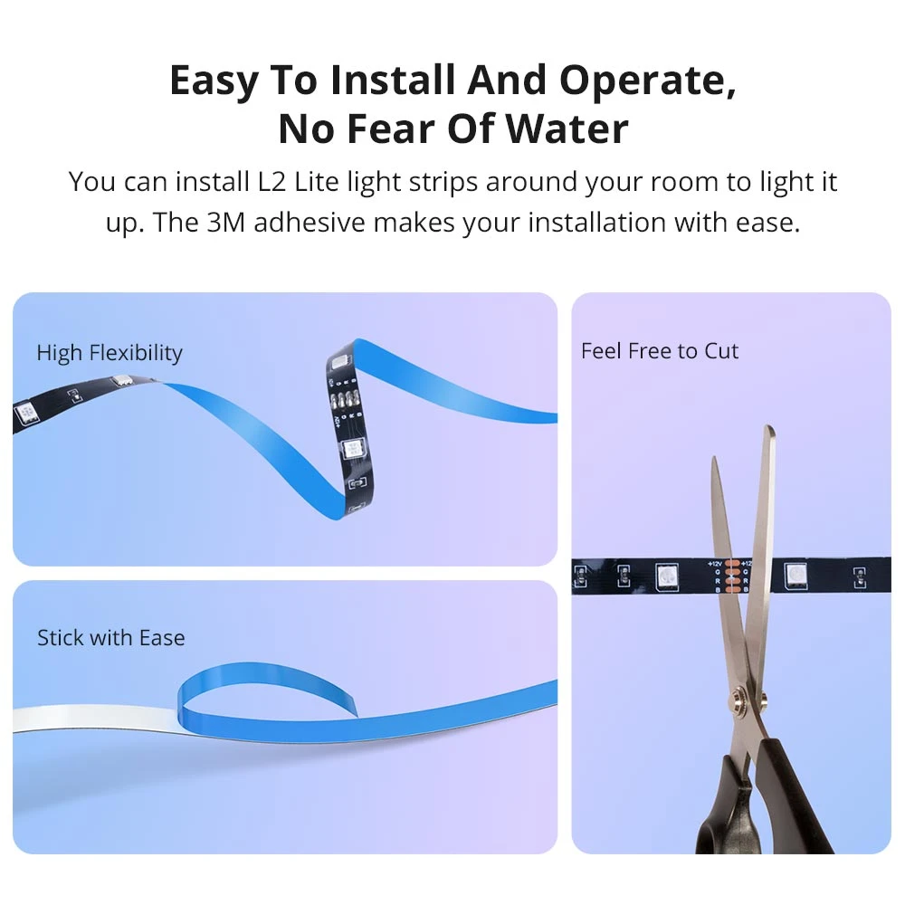 SONOFF L2 Lite WiFi viedā LED lente 5 metri ar pulti un lietotni