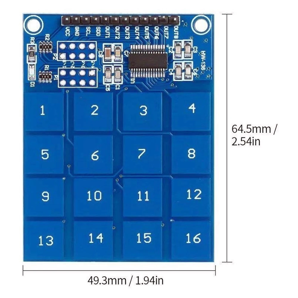 TTP229 16 kanālu kapacitatīvais skārienmodulis Arduino