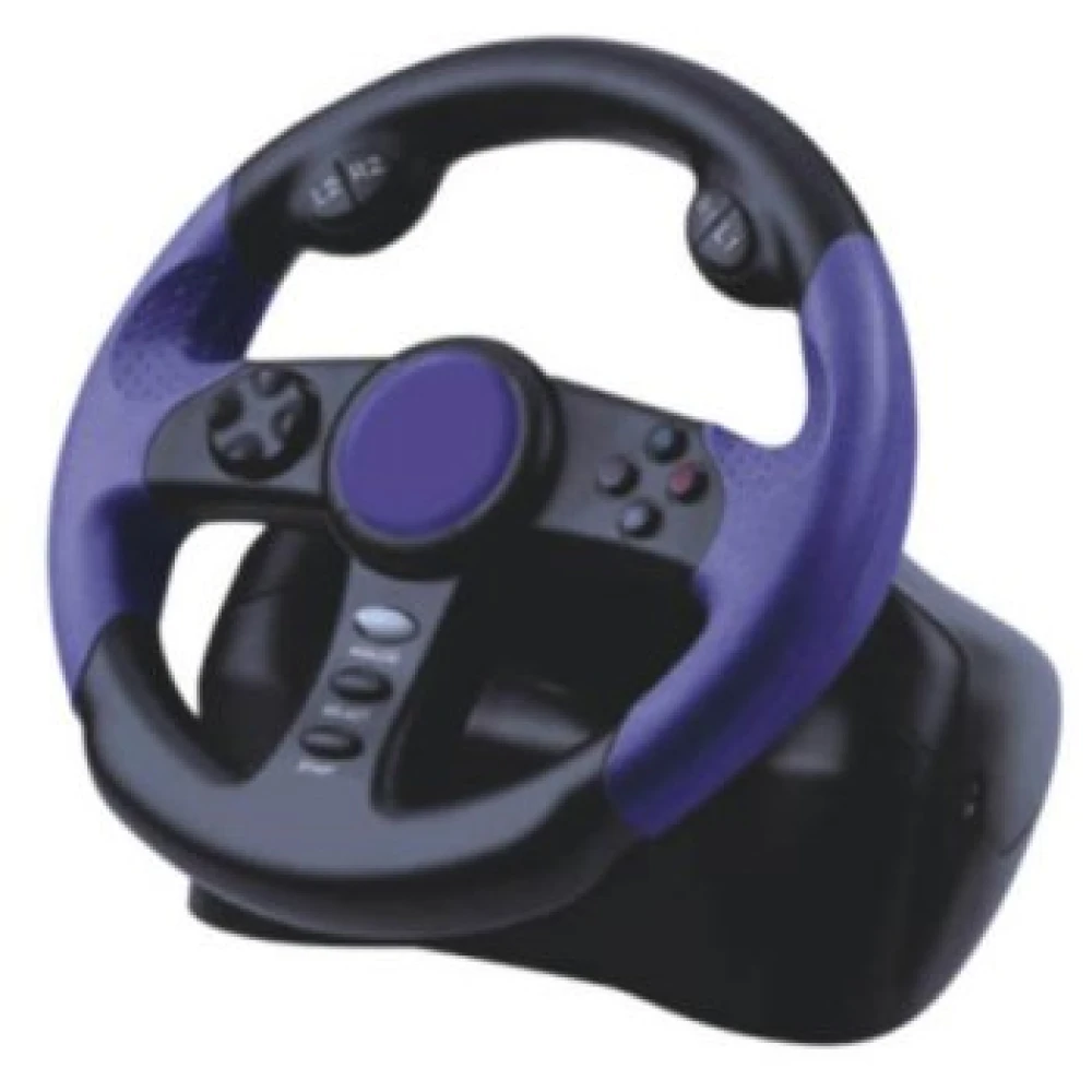 Sacīkšu stūre Playstation 2 ar pedāļiem un Dual Shock tehnoloģiju
