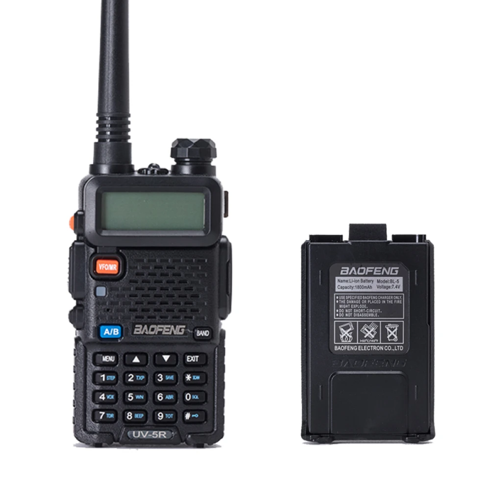 Baofeng UV-5R 8W rācija ar austiņu un VHF/UHF divjoslu