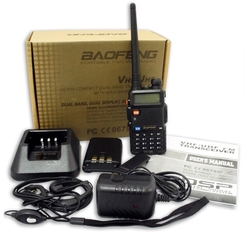 Baofeng UV-5R 8W rācija ar austiņu un VHF/UHF divjoslu